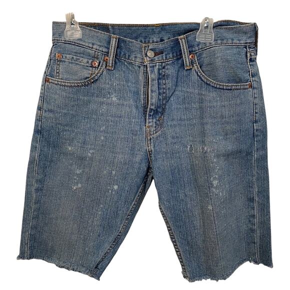 Levis 527 jean shorts Mens 32 Bermuda cut off distressed bleached Spring - Picture 1 of 4